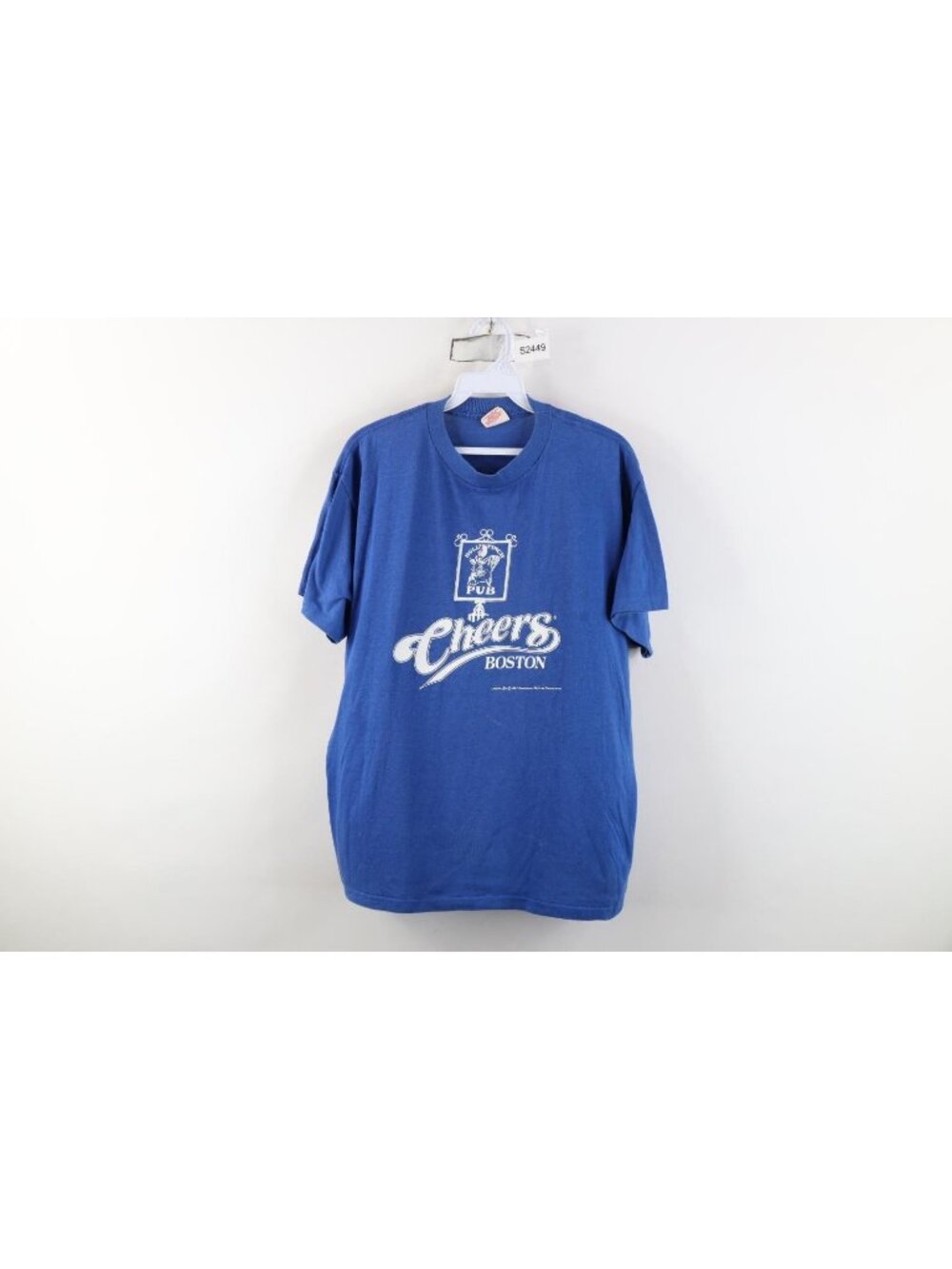 Vintage 80s Mens XL Bull & Finch Pub Cheers Boston TV Show T-Shirt Blue USA